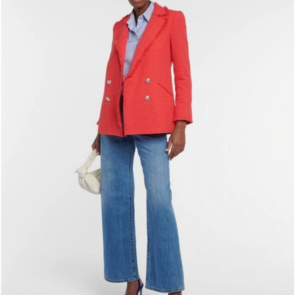 Veronica Beard Nayeli Fringe Dickey Jacket Long Line Watermelon Size 2 - Picture 2 of 16